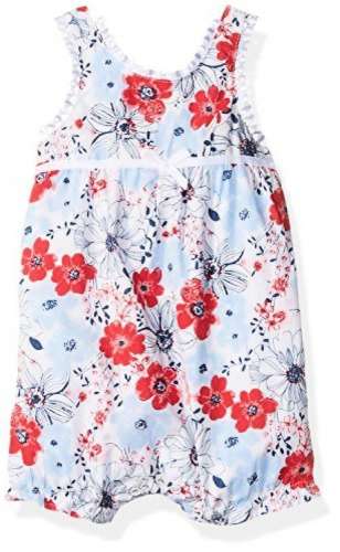 Nautica Childrens Apparel Baby Girls Woven Romper W/ Criss Cross Back Baby Clothing Deals